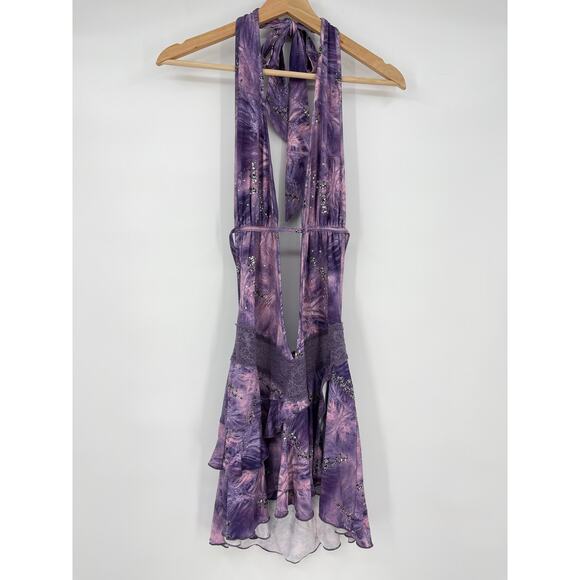 I.AM.GIA | Astora Mini Dress in Purple Y2K Fairy Bling Backless XL - Picture 4 of 13